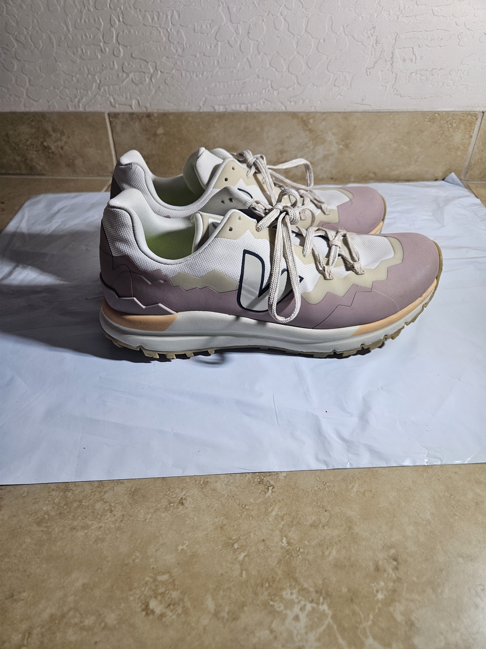Light Pink & Cream Women's Lace-Up Athletic Sneakers
